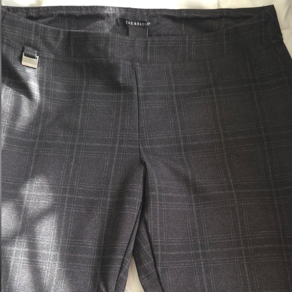 Zac & Rachel Gray Black Plaid Stretch Dress Pants